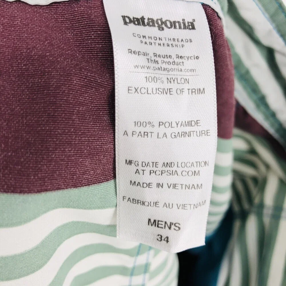 Patagonia Multi-Color Board Shorts Men's Size 34 Swim Drawstring Knee Length